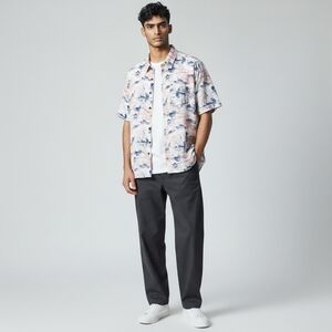 RFT Button Front Shirt Mens L Pink Blue Cotton Jamaica Marlin Ships One Love